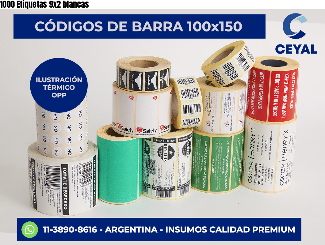 1000 Etiquetas 9×2 blancas