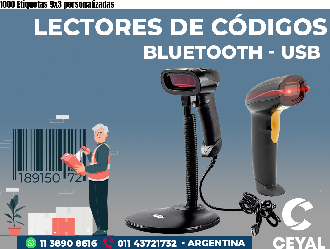 1000 Etiquetas 9x3 personalizadas