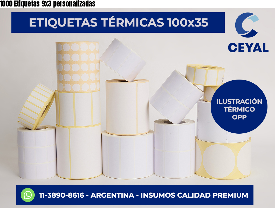 1000 Etiquetas 9×3 personalizadas