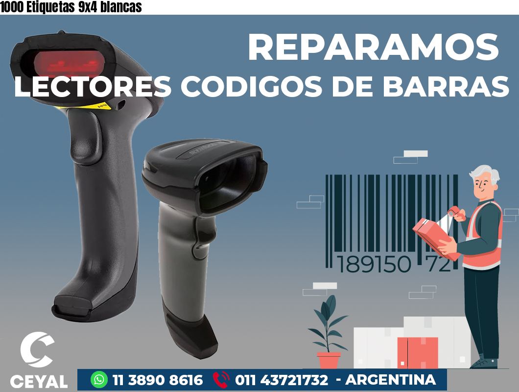 1000 Etiquetas 9x4 blancas