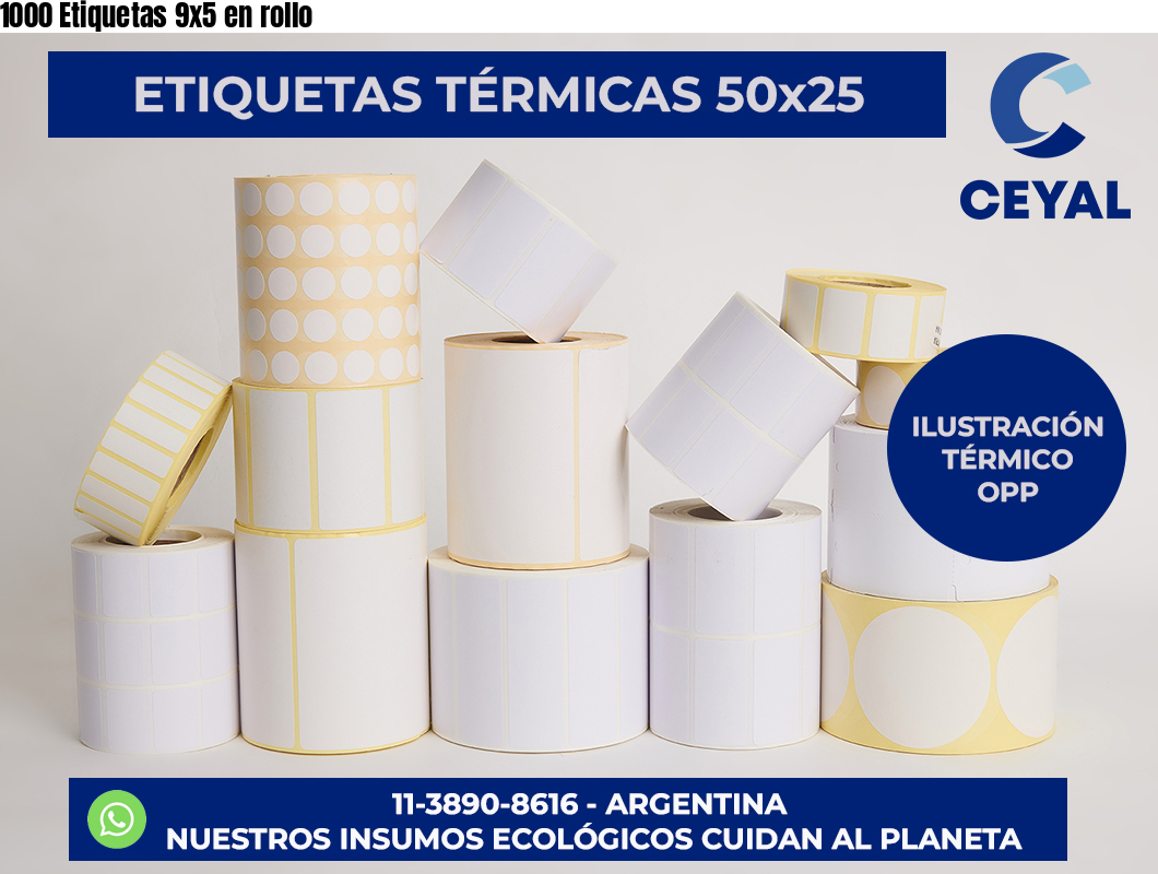 1000 Etiquetas 9×5 en rollo