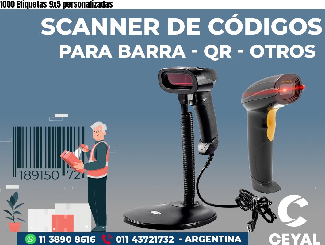 1000 Etiquetas 9x5 personalizadas