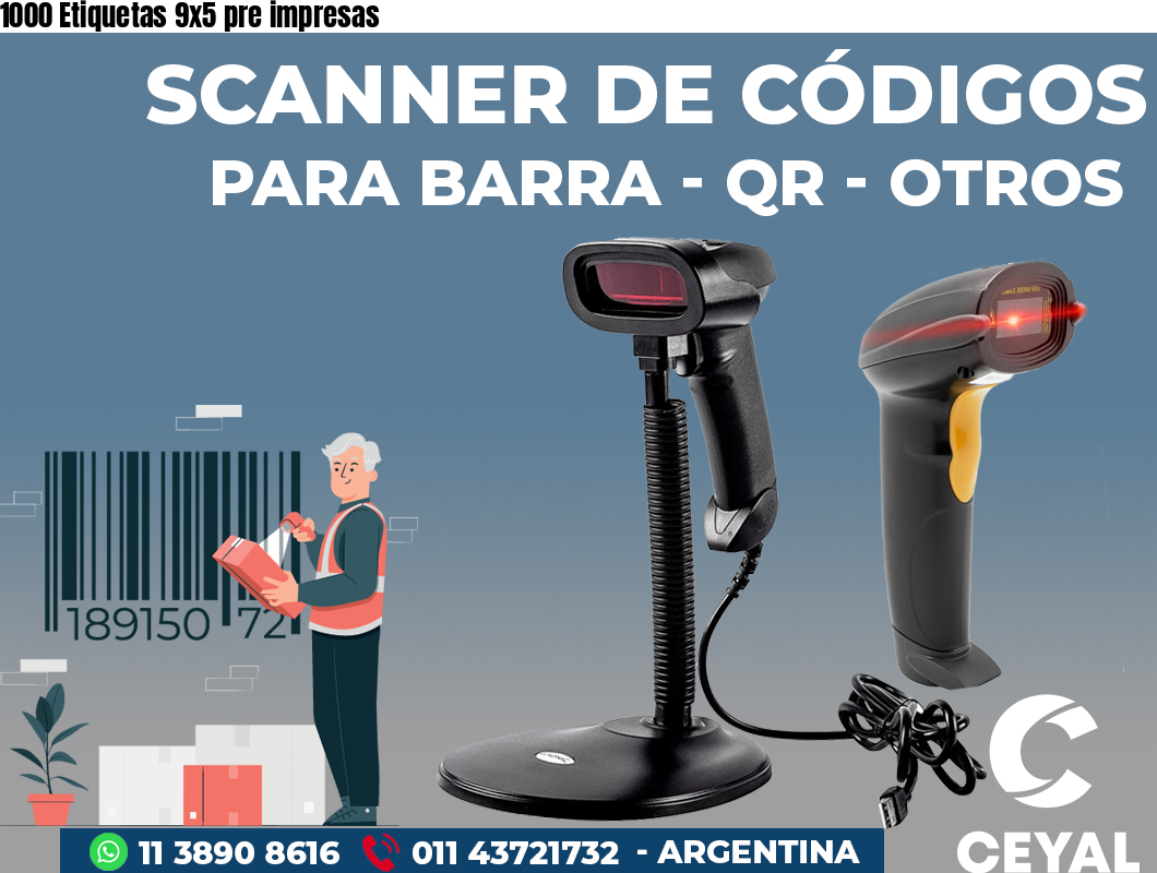 1000 Etiquetas 9x5 pre impresas