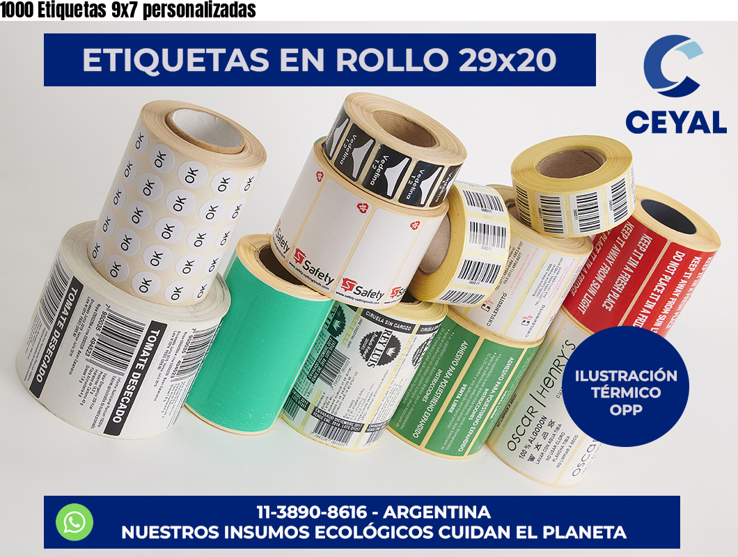 1000 Etiquetas 9×7 personalizadas