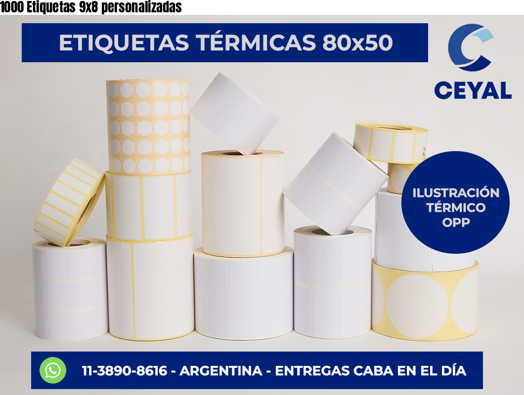 1000 Etiquetas 9×8 personalizadas