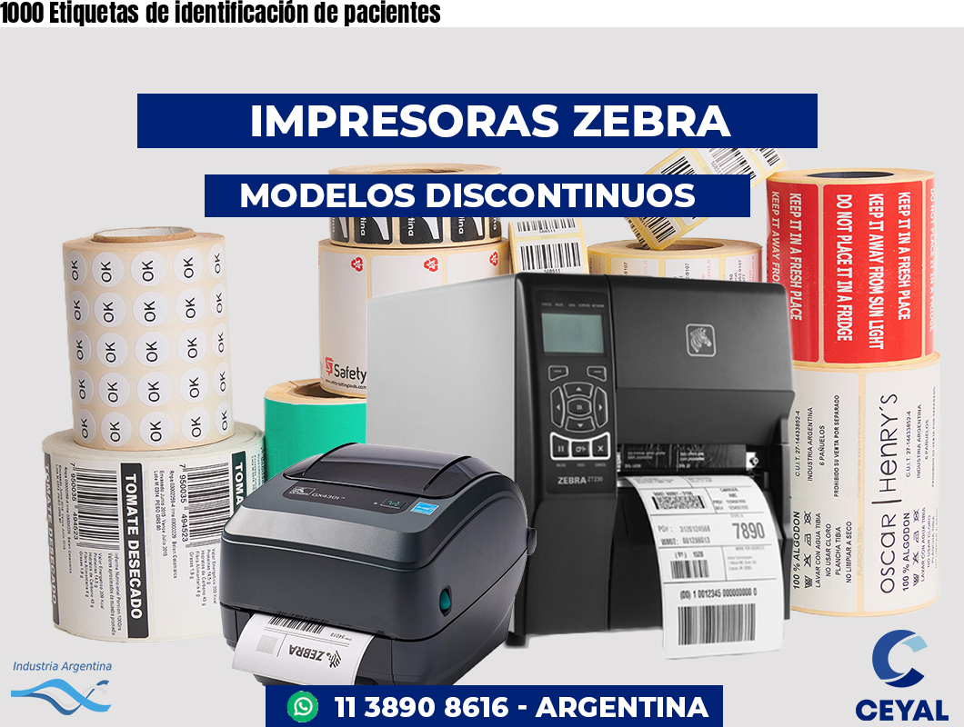 1000 Etiquetas de identificación de pacientes