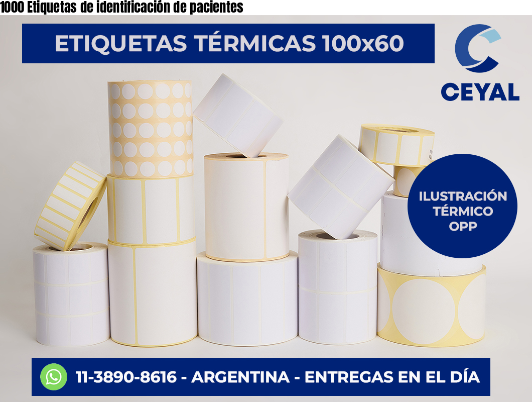1000 Etiquetas de identificación de pacientes