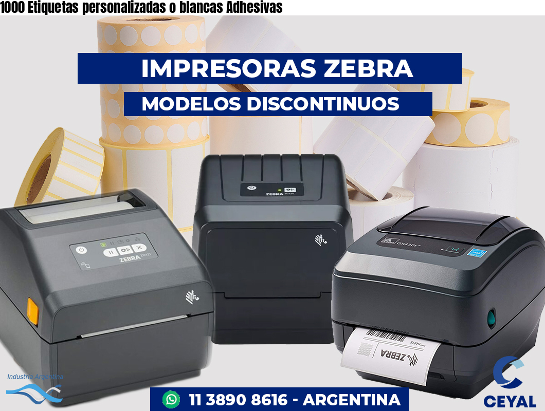 1000 Etiquetas personalizadas o blancas Adhesivas 