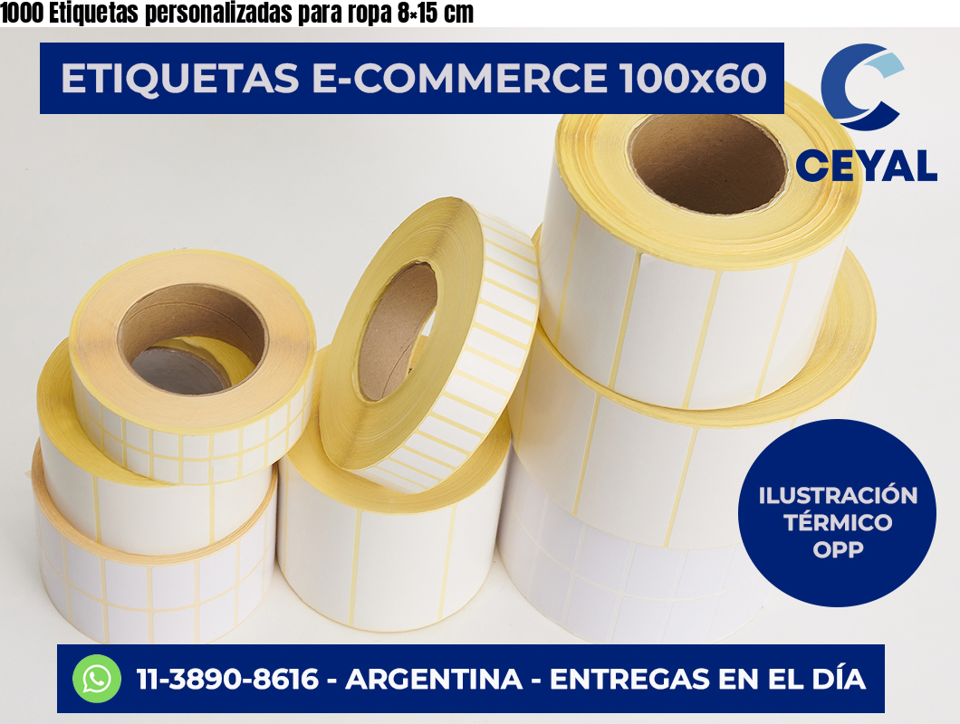 1000 Etiquetas personalizadas para ropa 8×15 cm