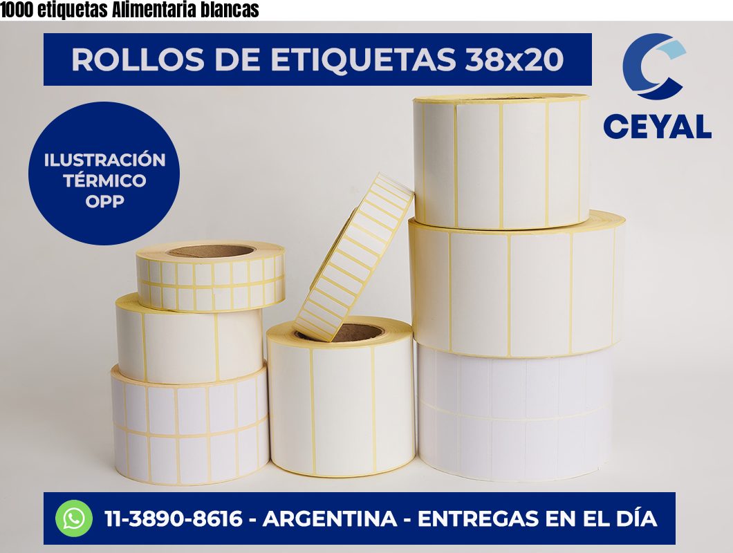 1000 etiquetas Alimentaria blancas