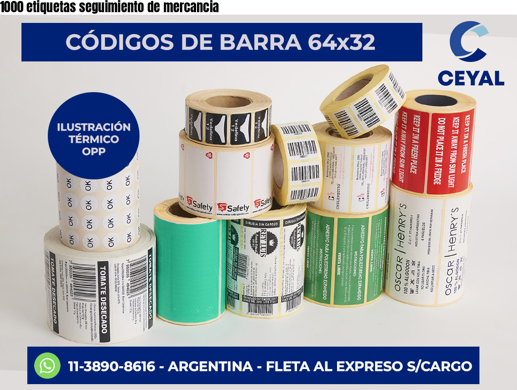 1000 etiquetas seguimiento de mercancia