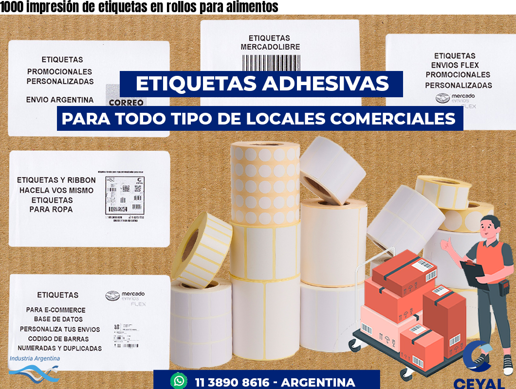 1000 impresión de etiquetas en rollos para alimentos
