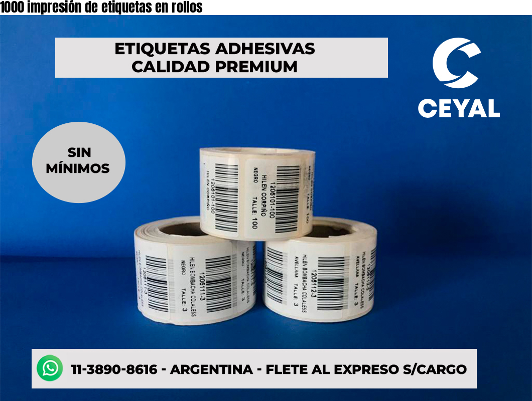 1000 impresión de etiquetas en rollos