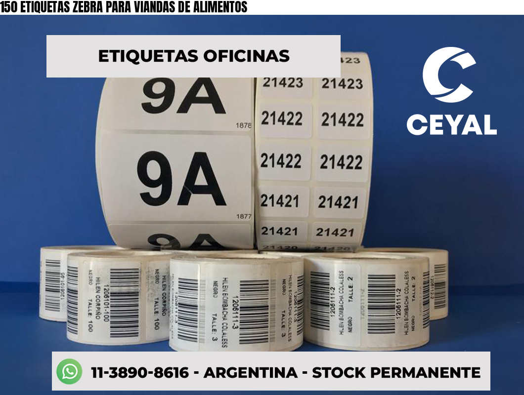 150 ETIQUETAS ZEBRA PARA VIANDAS DE ALIMENTOS