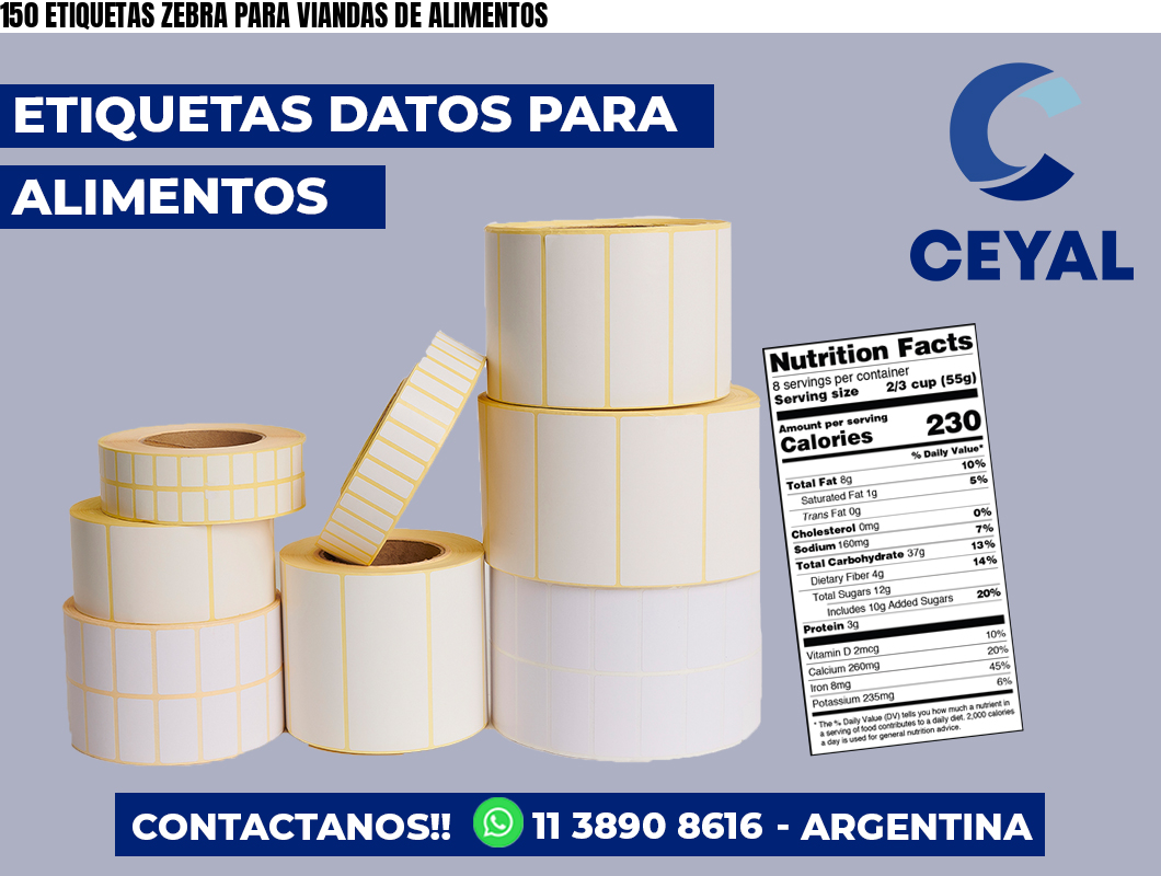 150 ETIQUETAS ZEBRA PARA VIANDAS DE ALIMENTOS