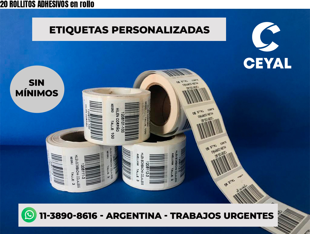 20 ROLLITOS ADHESIVOS en rollo