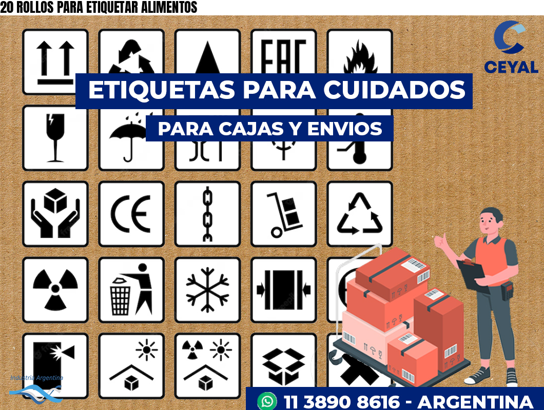 20 ROLLOS PARA ETIQUETAR ALIMENTOS