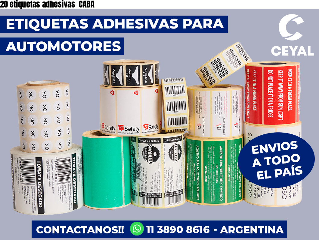 20 etiquetas adhesivas  CABA