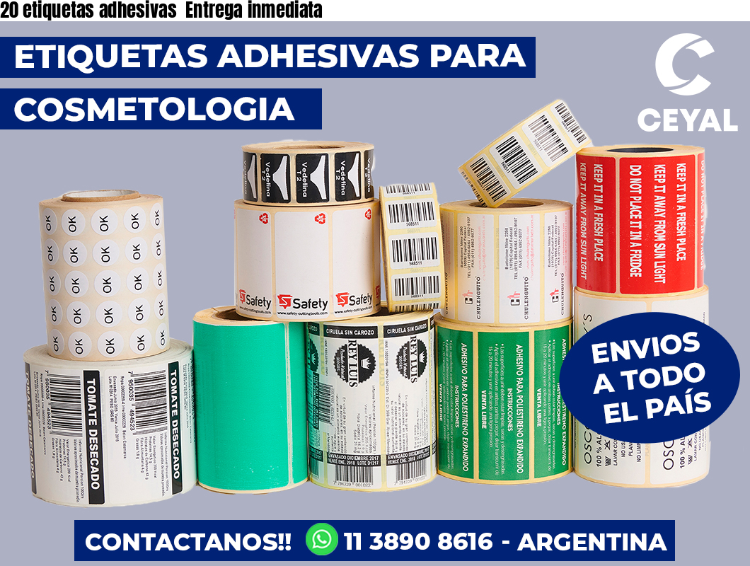 20 etiquetas adhesivas  Entrega inmediata