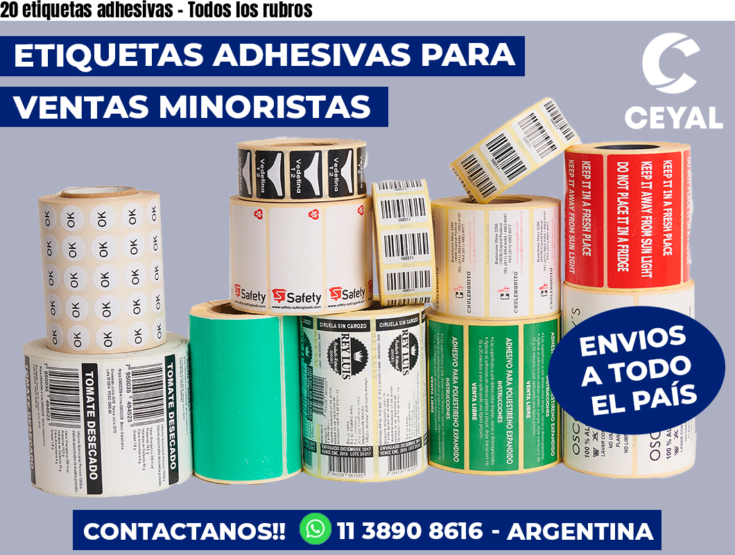 20 etiquetas adhesivas - Todos los rubros