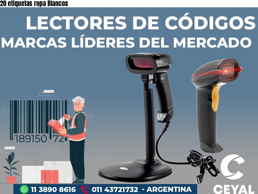 20 etiquetas ropa Blancos