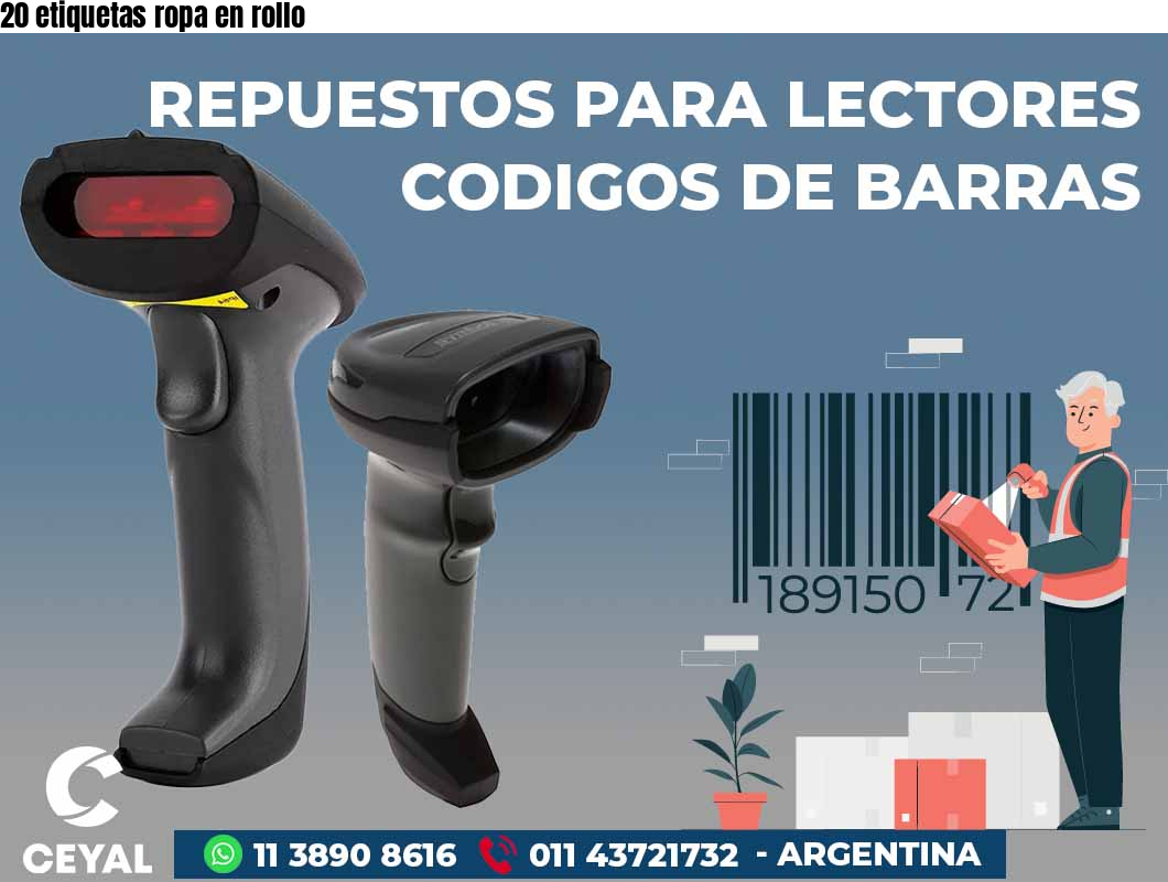 20 etiquetas ropa en rollo