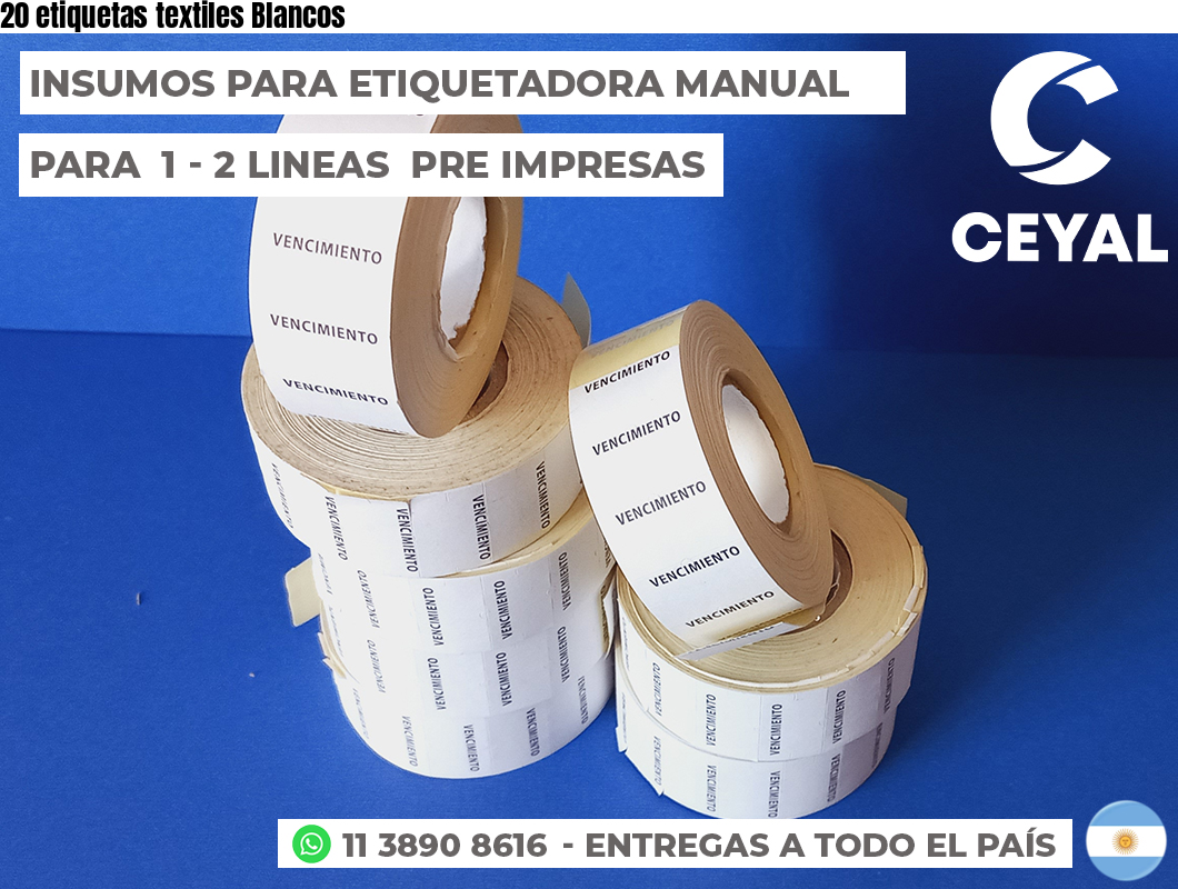 20 etiquetas textiles Blancos