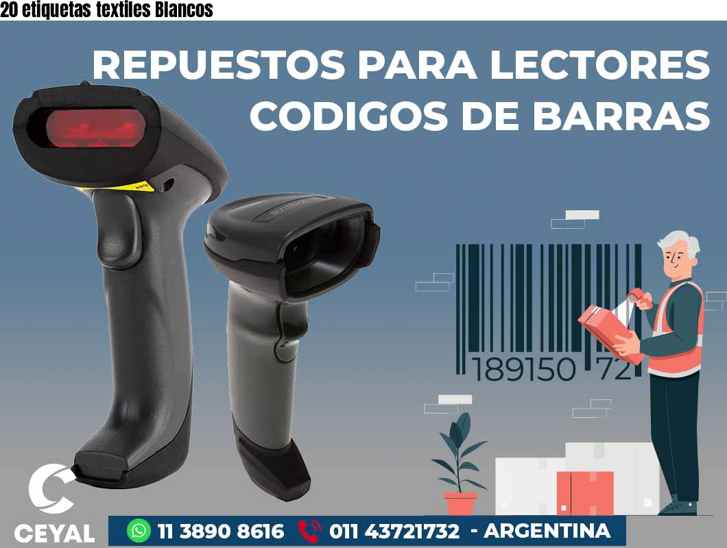 20 etiquetas textiles Blancos