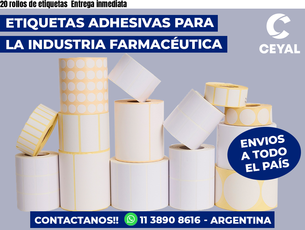 20 rollos de etiquetas  Entrega inmediata