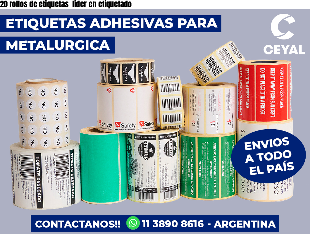 20 rollos de etiquetas  líder en etiquetado