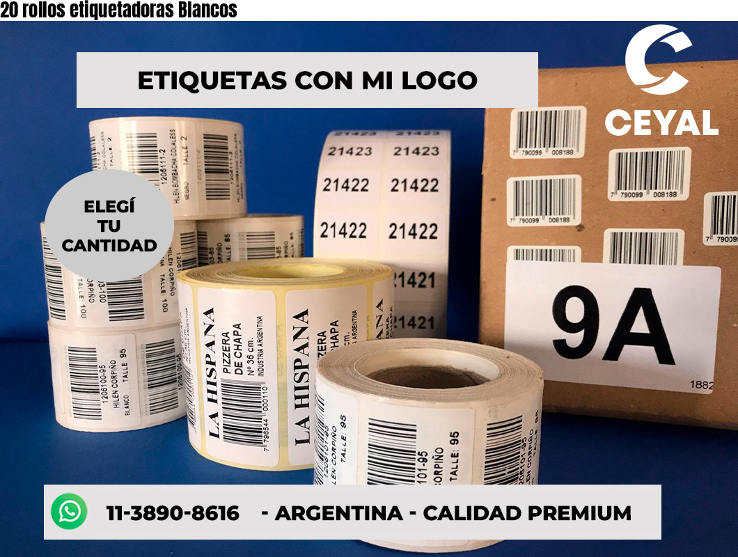 20 rollos etiquetadoras Blancos
