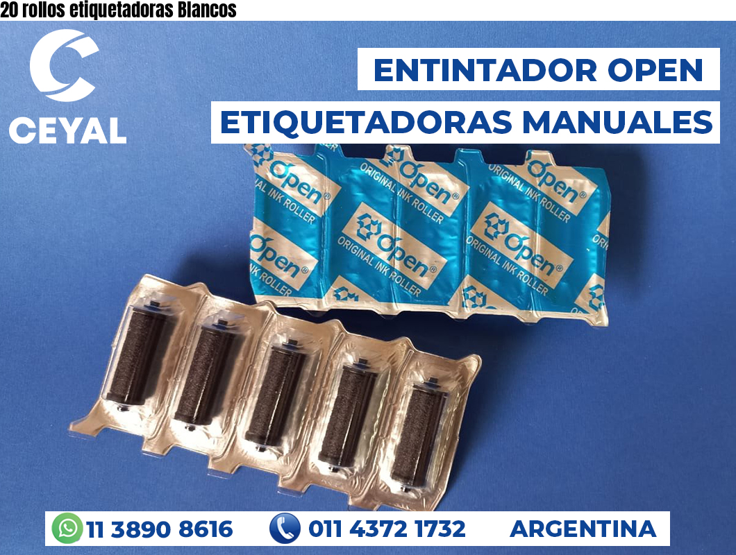 20 rollos etiquetadoras Blancos