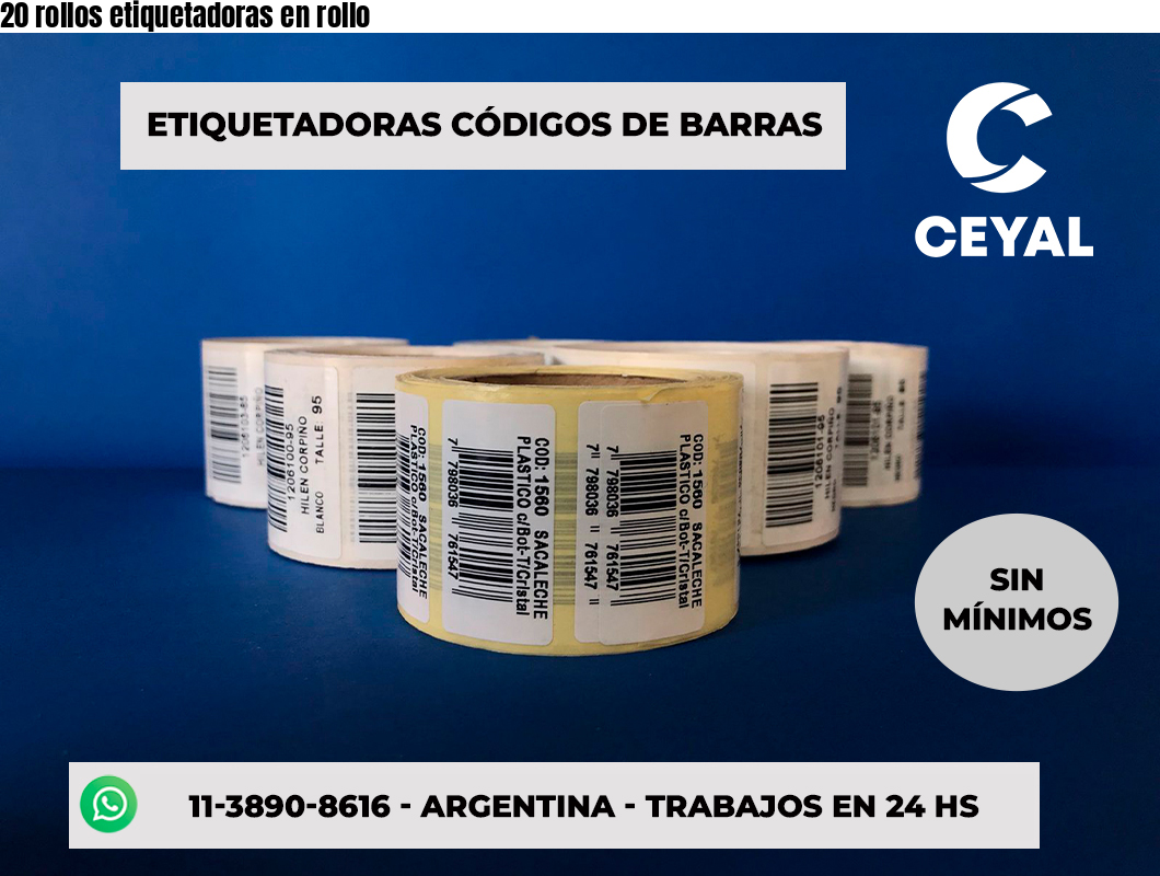 20 rollos etiquetadoras en rollo