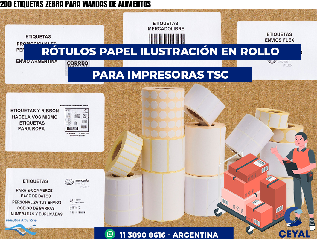 200 ETIQUETAS ZEBRA PARA VIANDAS DE ALIMENTOS