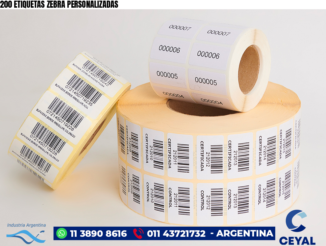 200 ETIQUETAS ZEBRA PERSONALIZADAS