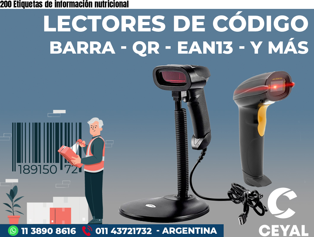 200 Etiquetas de información nutricional
