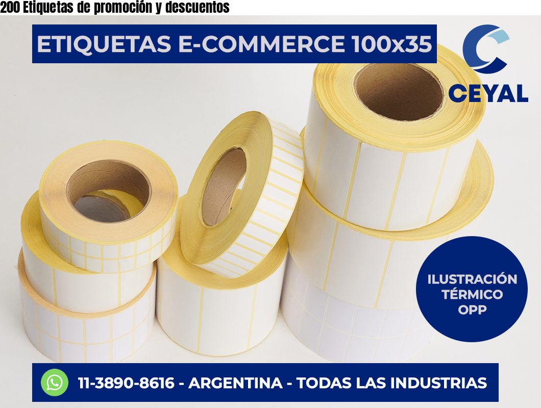 200 Etiquetas de promoción y descuentos