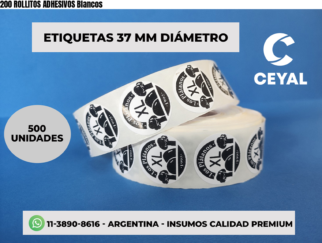 200 ROLLITOS ADHESIVOS Blancos