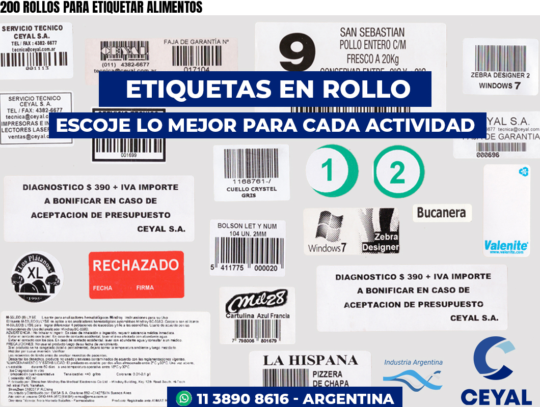 200 ROLLOS PARA ETIQUETAR ALIMENTOS