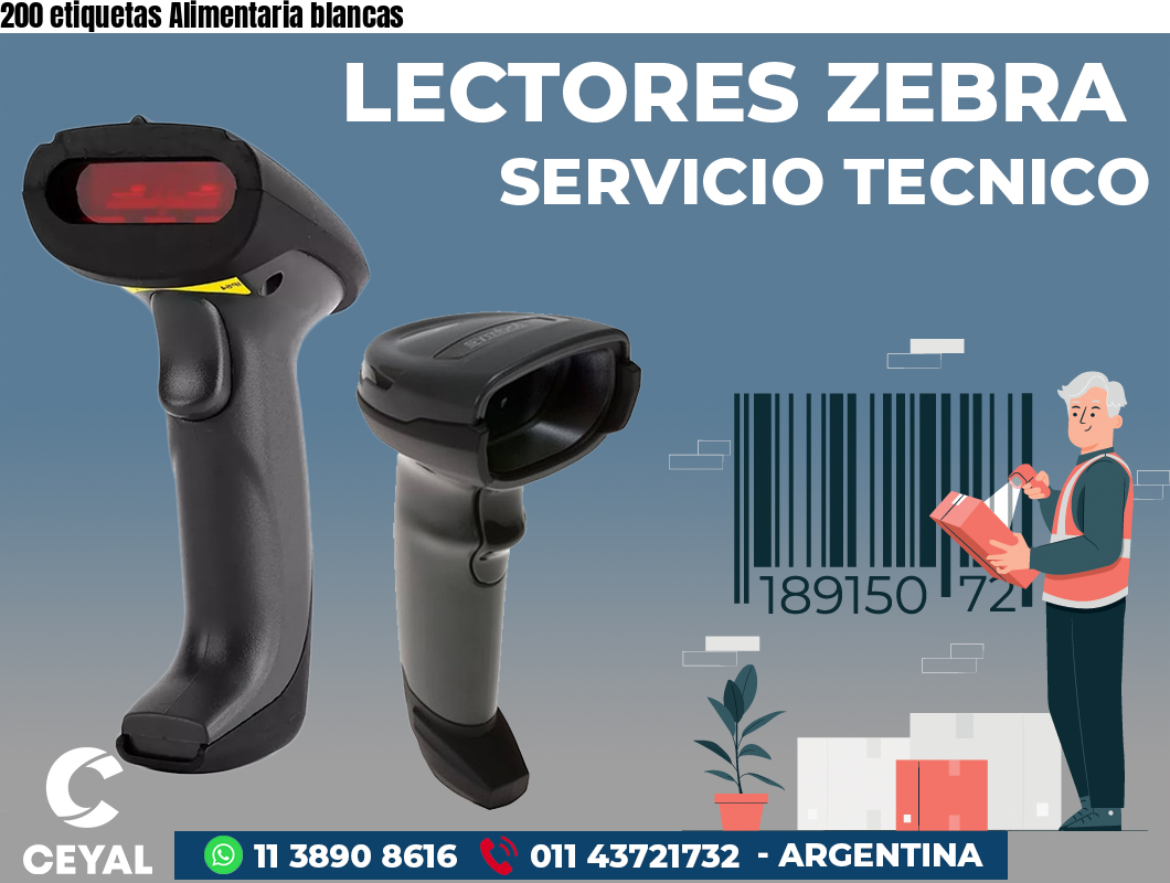 200 etiquetas Alimentaria blancas