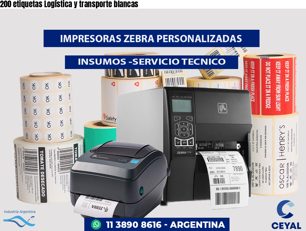 200 etiquetas Logística y transporte blancas