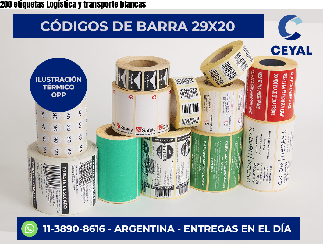 200 etiquetas Logística y transporte blancas