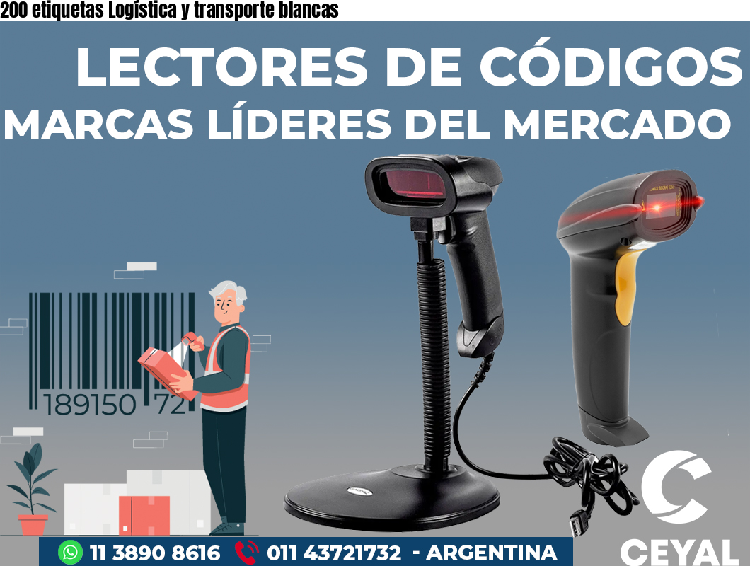 200 etiquetas Logística y transporte blancas