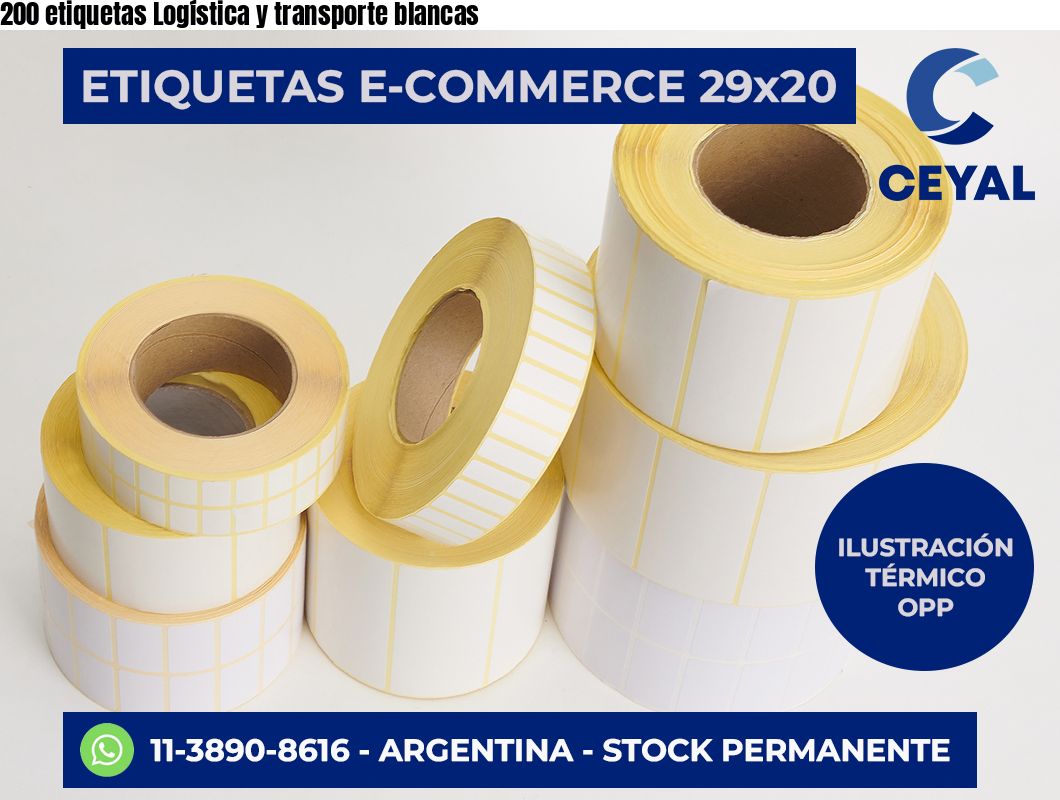 200 etiquetas Logística y transporte blancas