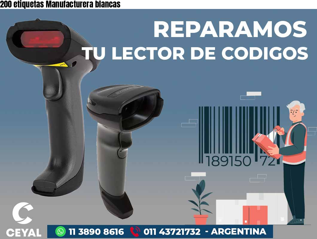 200 etiquetas Manufacturera blancas
