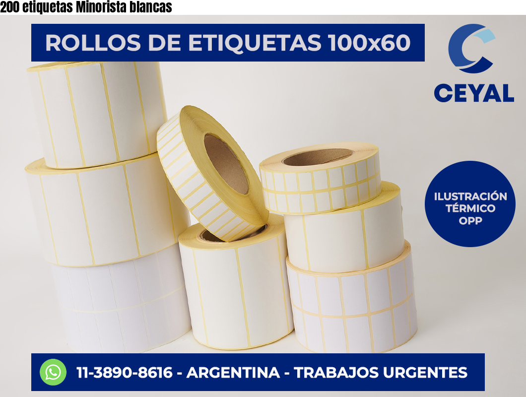 200 etiquetas Minorista blancas