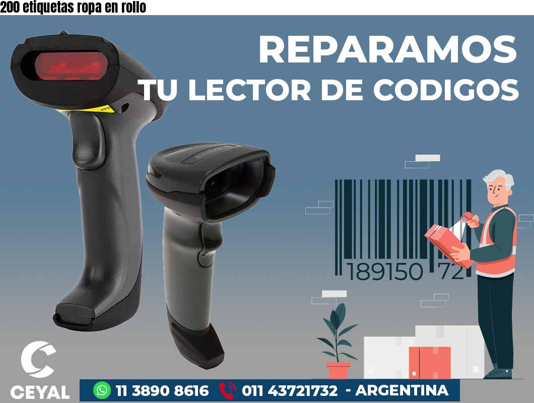200 etiquetas ropa en rollo