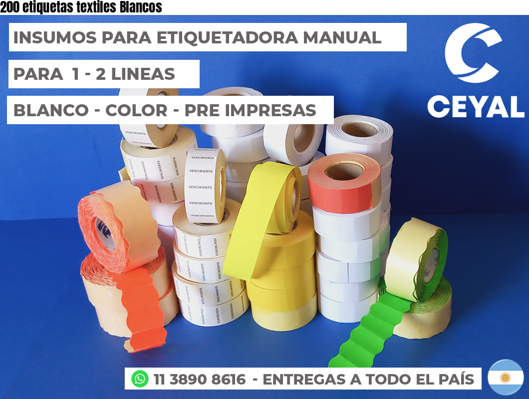 200 etiquetas textiles Blancos
