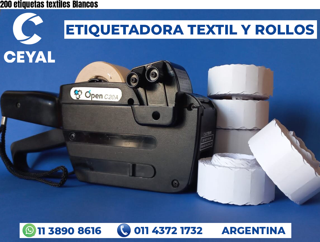 200 etiquetas textiles Blancos