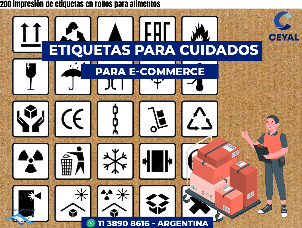 200 impresión de etiquetas en rollos para alimentos